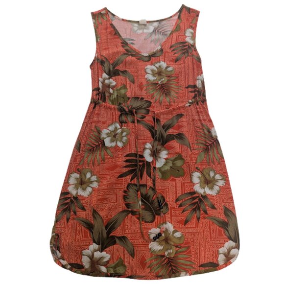 Palmwave Tropical Floral Sleeveless Midi Dress Hawaiian Print Vacation *SZ M - Picture 1 of 9
